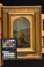 “ Bozzetto pala d’altare S. Niccolò” di Albano Lugli (1834 - 1914).
Olio su tavola,  cm. 25,5 x