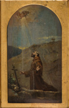 “ Bozzetto pala d’altare S. Niccolò” di Albano Lugli (1834 - 1914).
Olio su tavola,  cm. 25,5 x