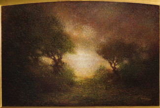 “Paesaggio in controluce” di Noel Quintavalle (Noelqui 1893 - 1977).
Olio su tela, cm. 80 x 120