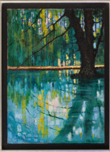 “Parco con laghetto” di Giorgio De Vincenzi.
Olio su tela, cm. 83 x 59,5.
Collezione Assicoop