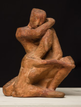 “Figura con animale” di Annibale Zucchini (FE 1891 - 1970).
Terracotta, cm. 20 x 18 x 8