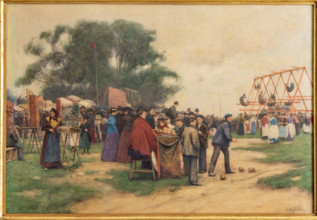 “Parco dei divertimenti” di Alberto Pisa (Ferrara, 1864-1930), acquerello su cartone, cm. 56,5 x 81