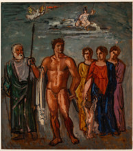 Collezione Assicoop Unipol, inv. n° 489: 
Achille Funi (1890-1972); "Bozzetto mitologico"  olio su