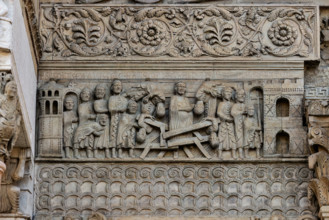 Fidenza, Duomo (Cattedrale di S. Donnino), Facciata: bassorilievo con Storie di San Donnino, "Il