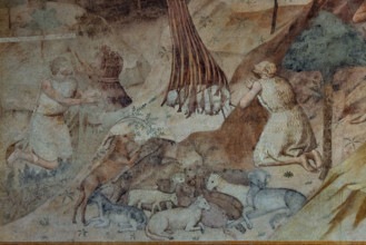 Pisa, Camposanto monumentale:
 “Storie di Caino e Abele”;  affreschi di Piero di Puccio, 1389/1391