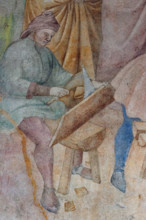 Pisa, Camposanto monumentale:
“La costruzione dell’arca”;  affreschi di Piero di Puccio, 1389/1391