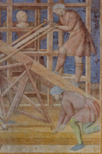 Pisa, Camposanto monumentale:
“La costruzione dell’arca”;  affreschi di Piero di Puccio, 1389/1391