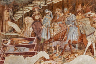 Pisa, Monumental Cemetery: "Triumph of Death," detail of the frescoes by Buonamico Buffalmacco,