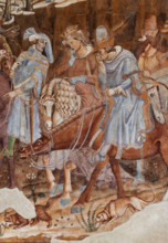 Pisa, Monumental Cemetery: "Triumph of Death," detail of the frescoes by Buonamico Buffalmacco,