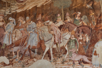 Pisa, Monumental Cemetery: "Triumph of Death," detail of the frescoes by Buonamico Buffalmacco,