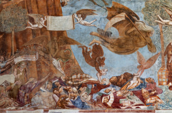 Pisa, Monumental Cemetery: "Triumph of Death," detail of the frescoes by Buonamico Buffalmacco,
