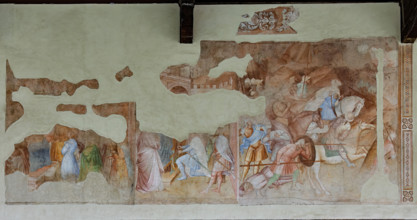 Pisa, Camposanto monumentale:
“Sant'Efisio davanti a Diocleziano”, affresco di Spinello Aretino,
