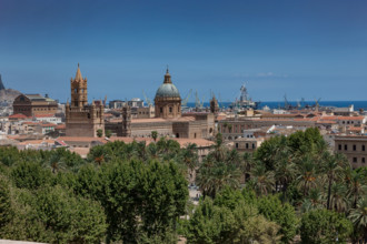 Palermo: veduta della città dalla Torre di Porta Nuova. Al centro, la Cattedrale della Santa