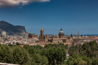 Palermo: veduta della città dalla Torre di Porta Nuova. Al centro, la Cattedrale della Santa