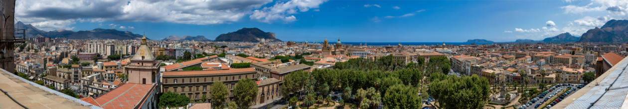 Palermo: veduta orbicolare della città dalla Torre di Porta Nuova. 

[ENG]
Palermo: orbicular