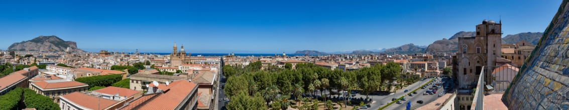 Palermo: veduta orbicolare della città dalla Torre di Porta Nuova. 

[ENG]
Palermo: orbicular