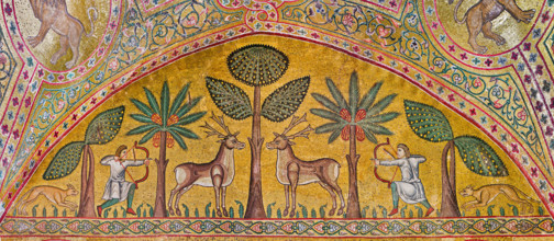 Palermo, Palazzo Reale o Palazzo dei Normanni, Torre Pisana, Sala di Re Ruggero: mosaici della sala