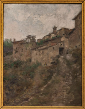 Collezione Assicoop Unipol, inv. n°  883: 
Giuseppe Mentessi (1857-1931); “Veduta paesana”; olio