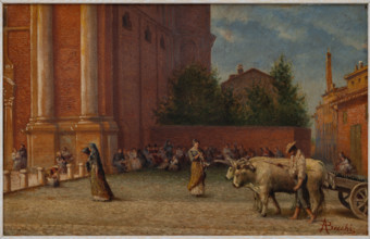 Collezione Assicoop Unipol, inv. n°  896: 
Andrea Becchi (1848-1926); “Truciolo a Carpi”; olio su