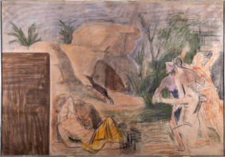 Collezione Assicoop Unipol, inv. n° 923: 
Achille Funi (Ferrara 1890-1972); “Scenario mitologico;