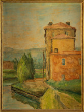 Collezione Assicoop Unipol, inv. n° 968: 
Mario Vellani Marchi (1895 - 1979); “Case rosse in riva
