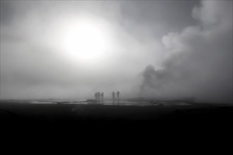 Smokes from the geyser El Tatio, Atacama desert, Chile and Bolivia