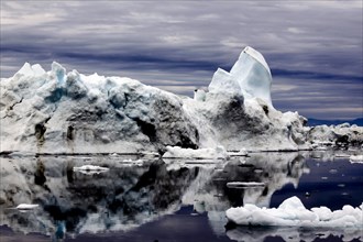 Iceberg and pieces of ice in Greenland