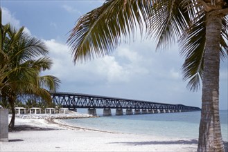 Bahia Honda Rail Bridge to Keys, Florida, USA, 1955