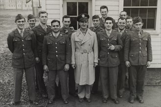 Group of Soldiers in Uniform, Portrait, WWII, HQ 2nd Battalion, 389th Infantry, US Army Military Base, Indiana, USA, 1942