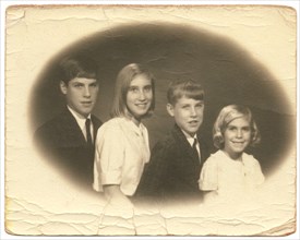 Family Portrait, Two Brothers and Two Sisters, Circa 1960's