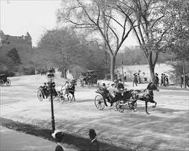 Horse-Drawn Carriages and Coaches on the Driveway, Central Park, New York City, New York, USA, Detroit Publishing Company, 1900