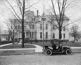 Automobile Parked in Front of Three-Story House, Detroit, Michigan, USA, Detroit Publishing Company, 1910