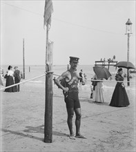 Lifeguard, Brighton Beach, Brooklyn, New York City, New York, USA, Detroit Publishing Company, 1905