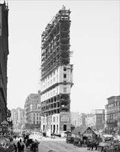 Times Building under Construction, 42nd Street and Longacre Square, New York City, New York, USA, Detroit Publishing Company, 1904