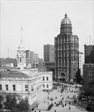 City Hall and World Building, New York City, New York, USA, Detroit Publishing Company, 1905