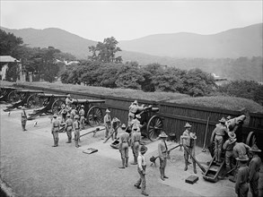 Cadets during Siege Battery Drill, West Point, New York, USA, Detroit Publishing Company, 1905