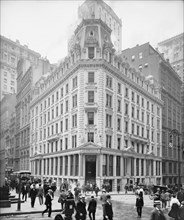 Street Scene and J.P. Morgan & Co. Office Building, New York City, New York, USA, Detroit Publishing Company, 1905
