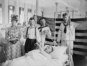 Doctor Taking Patient's Pulse, Brooklyn Navy Yard Hospital, Brooklyn, New York City, New York, USA, Detroit Publishing Company, 1900