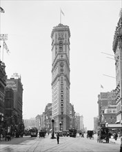 Times Building, 42nd Street and Longacre Square, New York City, New York, USA, Detroit Publishing Company, 1908