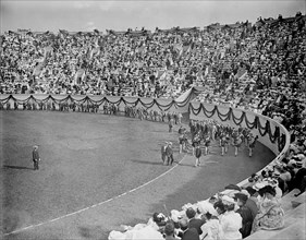 Alumni and Band Entering Stadium, Class Day Exercises, Harvard University, Cambridge, Massachusetts, USA, Detroit Publishing Company, 1905