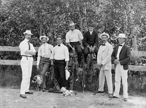 Group of Men with Golf Clubs, Portrait, Mountain Golf Club, White Mountains, New Hampshire, USA, Detroit Publishing Company, 1900