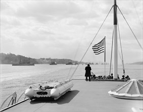 Line of Battleships, Hudson River, New York, USA, circa 1909