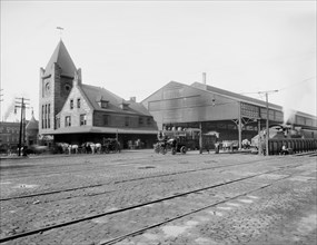 New York Central Railroad Depot, Syracuse, New York, USA, Detroit Publishing Company, 1910