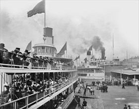 Riverboat Excursions, Detroit, Michigan, USA, Detroit Publishing Company, 1910