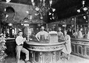 Portrait of Men in Bar, Paris, France, Detroit Publishing Company, 1900