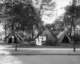 Visiting Nurses' Association, Grand Army of the Republic National Encampment, Tents, Reunion of Spanish-American War Veterans, Grand Circus Park, Detroit, Michigan, USA, Detroit Publishing Company, 19...