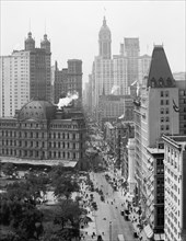 High Angle View of Broadway from Chambers Street, New York City, New York, USA, Detroit Publishing Company, 1908
