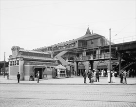 Subway Entrance, Atlantic Avenue, Brooklyn, New York, USA, Detroit Publishing Company, 1910