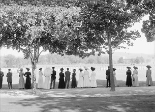 Group of People Viewing Parade Grounds, West Point, New York, USA, Detroit Publishing Company, 1910