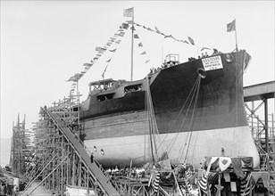 Launching of U.S.S. Texas, Newport News Virginia, USA, Harris & Ewing, 1912